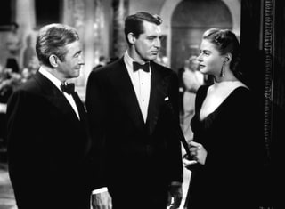 La magnífica escena de la fiesta en Encadenados, con Claude Rains, Gary Grant e Ingrid Bergman. Cortesía de RKO Radio Pictures.
