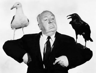 Alfred Hitchcok en una imagen promocional de Los Pájaros. Cortesía de Universal Pictures.