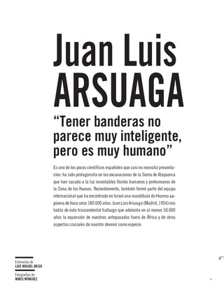 Páginas de la revista con el artículo «Entrevista con Juan Luis Arsuaga. Muy Interesante»